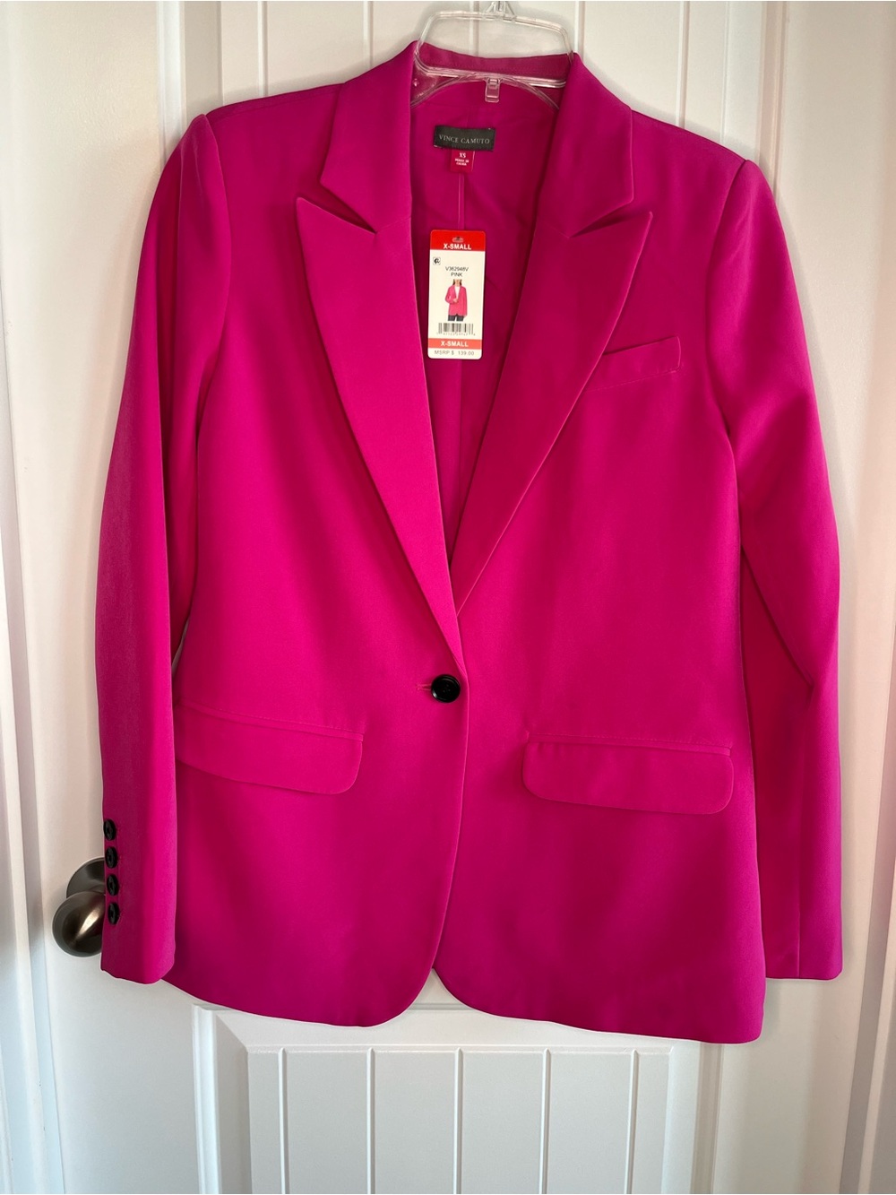 Vince Camuto Women's Hot Pink Single-Button Tailored Blazer